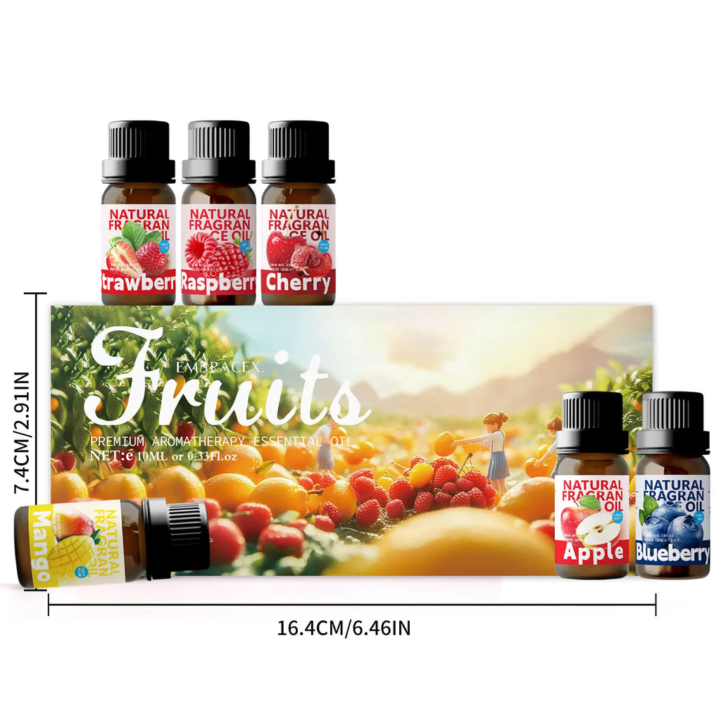 6PCS 10ML Fruits Essential Oils perfume woman MINI PERFUMES SET cologne-Mango Apple Cherry Strawberry Blueberry Raspberry