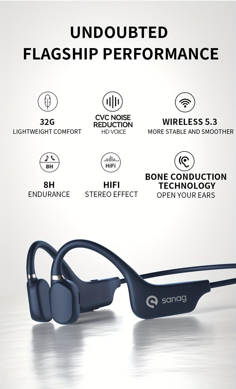 Sanag A5X True Bone Conduction Earphone Open Ear Wireless Sport Headphones High Quality Headset 3D Stereo Sound