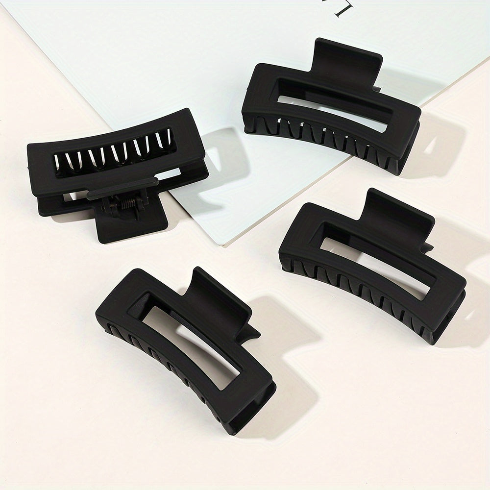 4pcs Strong Hold Hair Claw for Women - Medium Rectangle Clip with Non-Slip Grip for Thick and Thin Hair - Cute and Stylish Jaw Clip for Hair Styling Accessories