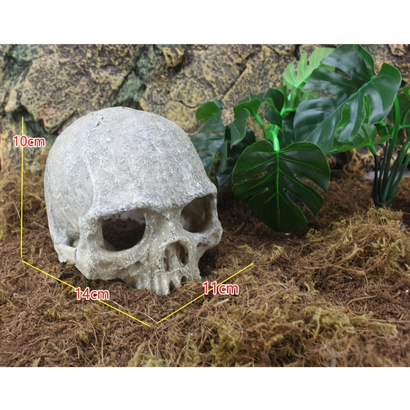 Aquarium Decor Accessories, Skull Skeleton Statue, Lizard Hideout, Lizard Cave, Glass Container for Aquarium, Reptile Hideaway Cave, Suitable for Aquarium Fish Tank Landscape Decoration Reptile Habita
