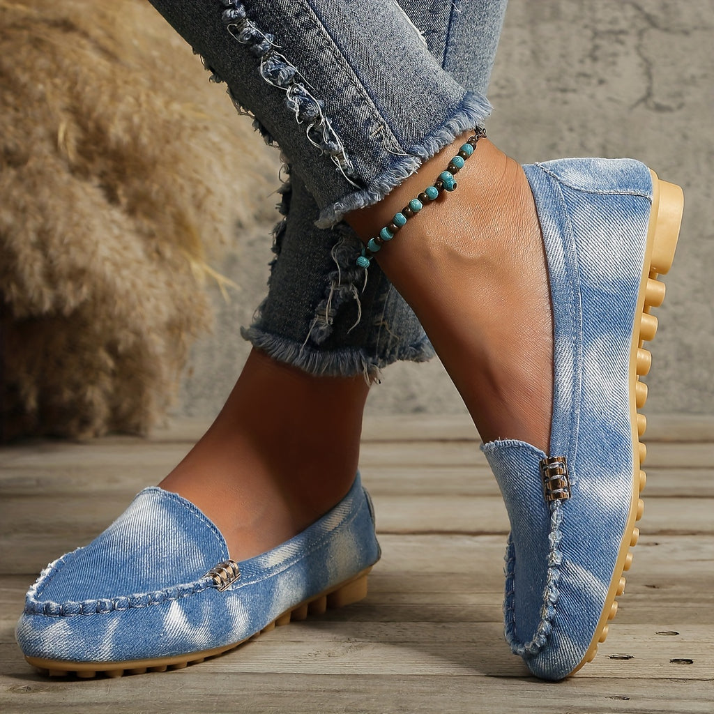 Women's Round Toe Loafers, Solid Comfortable Slip On Shoes, Women's Footwear