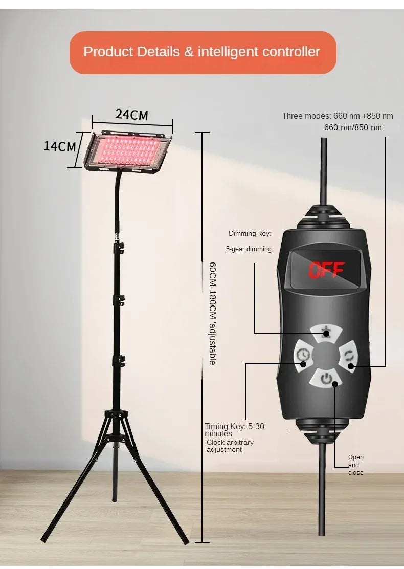 Red Light Therapy for Body,3 in 1 Deep 660&850 nm Infrared Light Therapy Panel Lamp with Bracket for Face, Muscles Pain, Joints