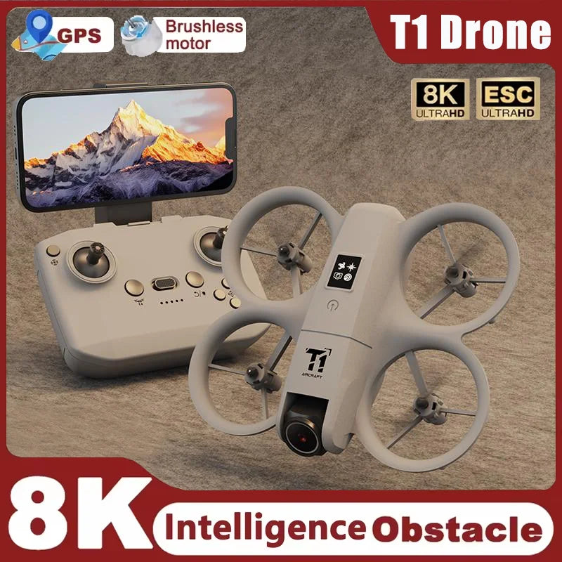 New T1 Professional Drone 8K HD Wide-Angle Camera WiFi FPV Height Hold Foldable RC Drone Quadrotor Helicopter Toy Holiday Gifts