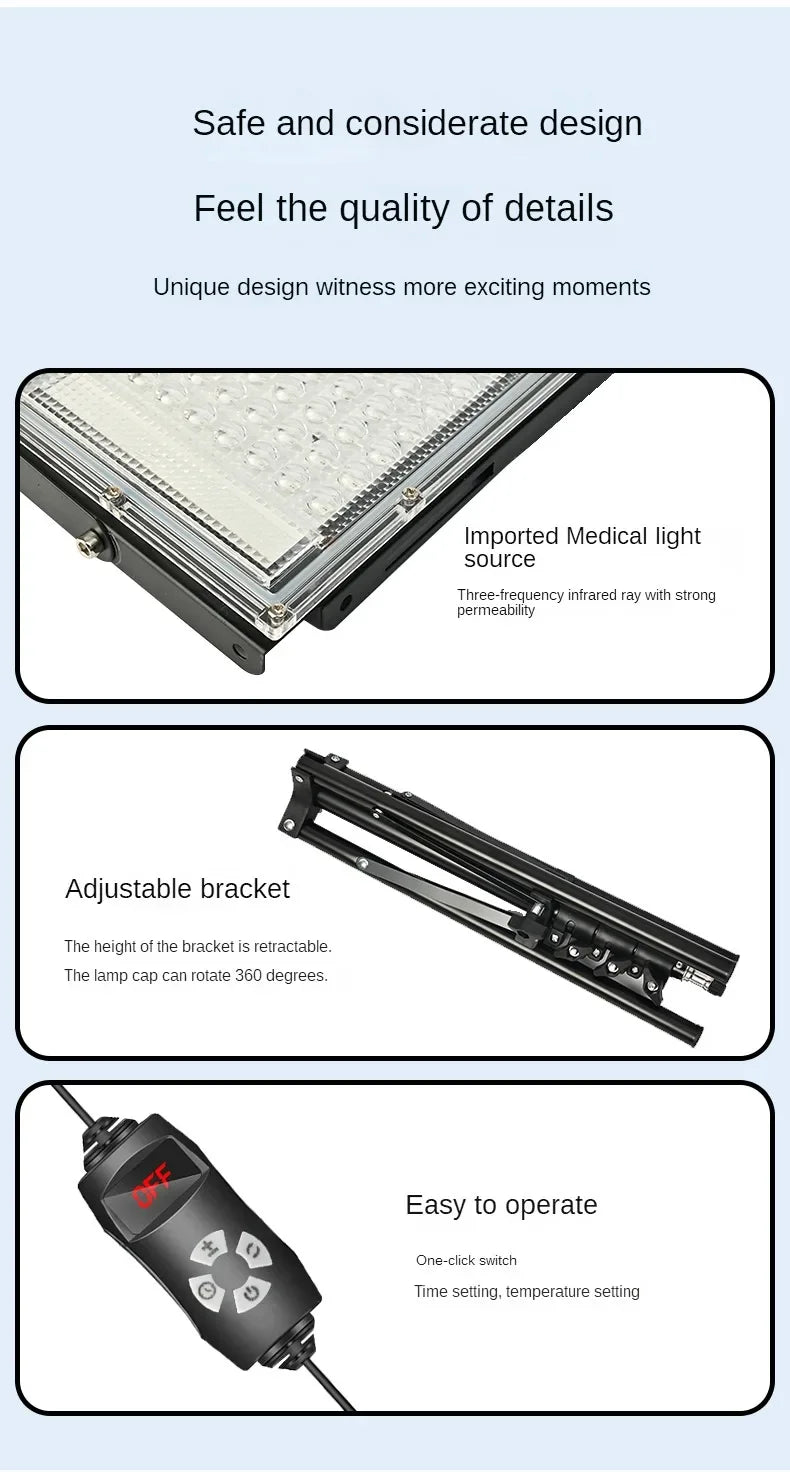 Red Light Therapy for Body,3 in 1 Deep 660&850 nm Infrared Light Therapy Panel Lamp with Bracket for Face, Muscles Pain, Joints