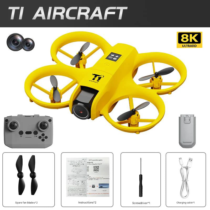 New T1 Professional Drone 8K HD Wide-Angle Camera WiFi FPV Height Hold Foldable RC Drone Quadrotor Helicopter Toy Holiday Gifts